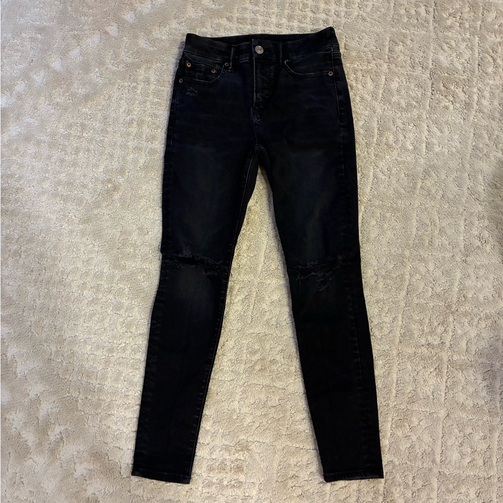 American Eagle Black Ripped Skinny Jeans